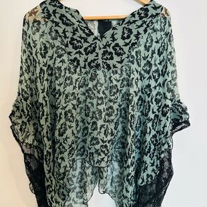 Anna Sui Green Asymmetrical Boxy Blouse